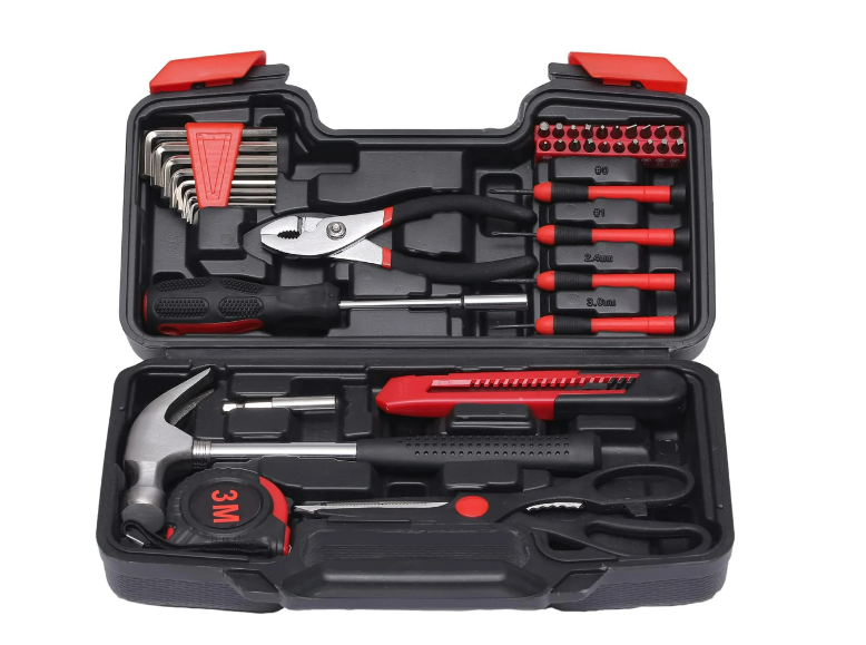 39 Piece All Purpose Household Tool Kit Small Basic Home Tool Set with Toolbox