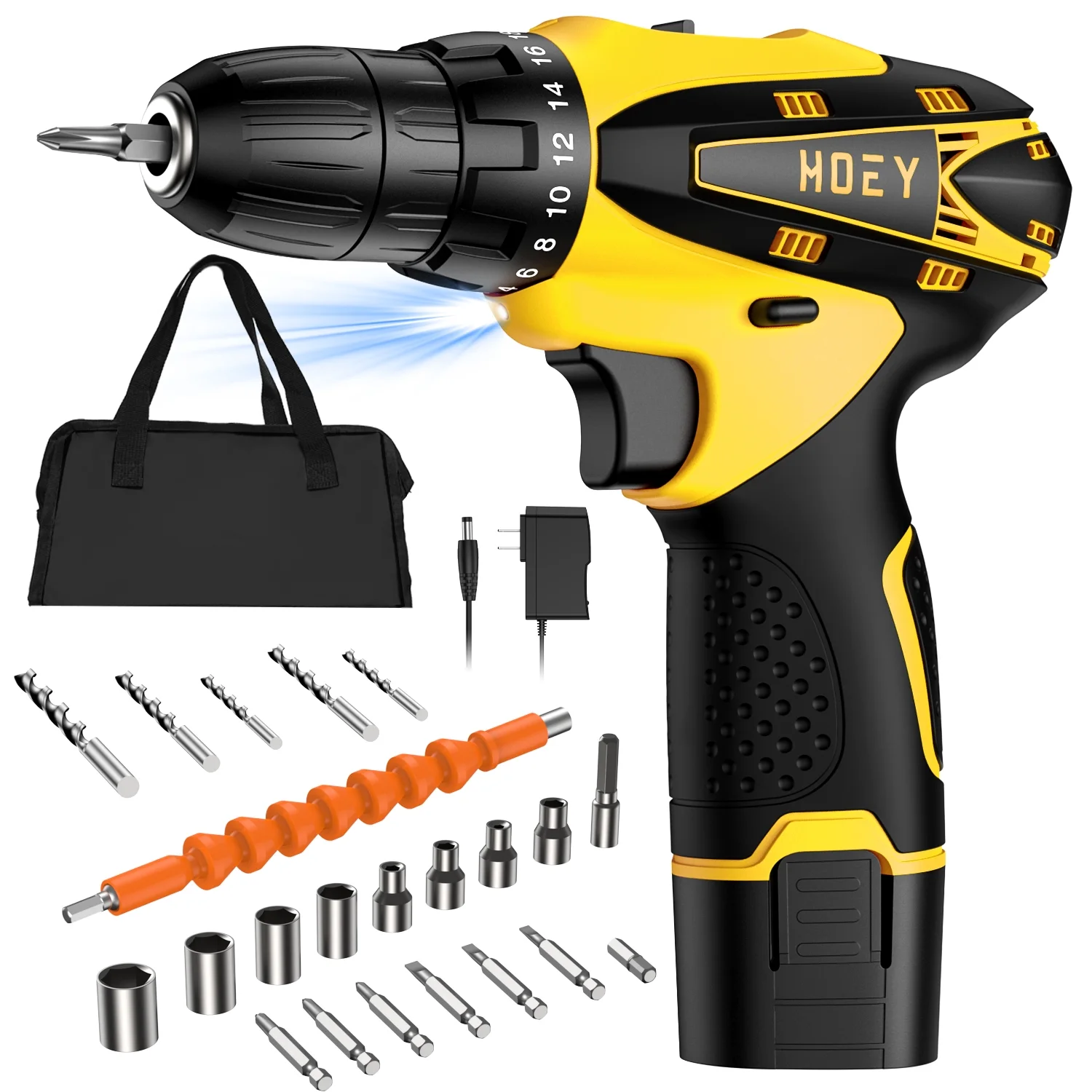 Cordless Drill Set, 12V Power Drill Set Electric Screwdriver Driver Tool Kit for Women